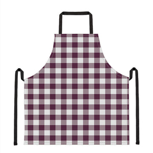 Burgundy And White Check Pattern Print Apron