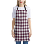 Burgundy And White Check Pattern Print Apron