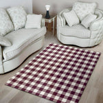 Burgundy And White Check Pattern Print Area Rug