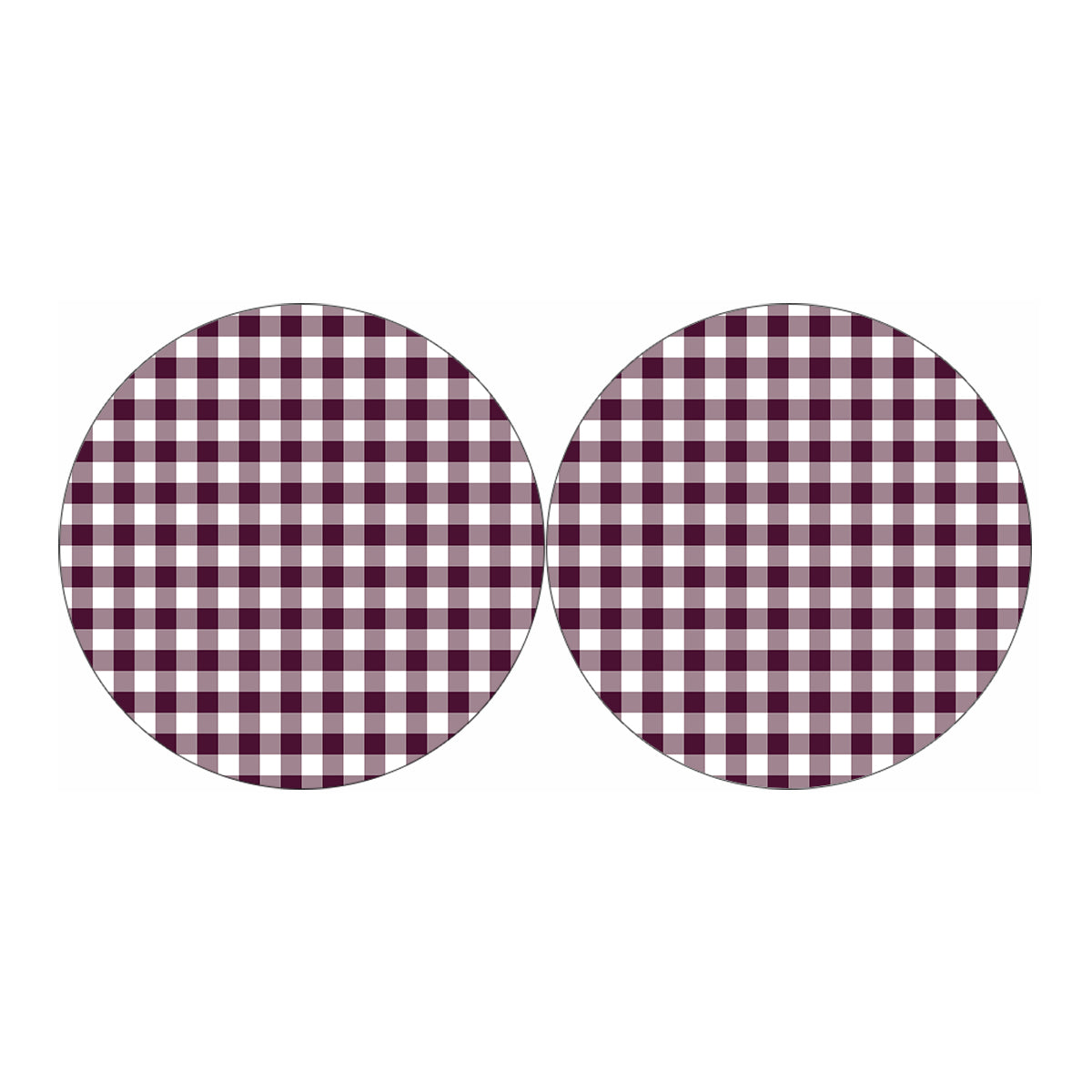 Burgundy And White Check Pattern Print Car Coasters