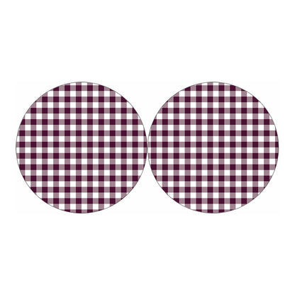 Burgundy And White Check Pattern Print Car Coasters