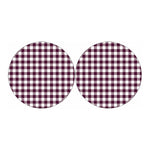 Burgundy And White Check Pattern Print Car Coasters