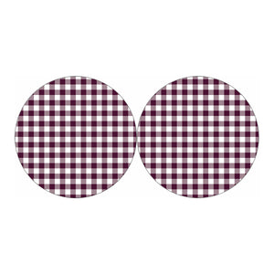 Burgundy And White Check Pattern Print Car Coasters