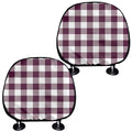 Burgundy And White Check Pattern Print Car Headrest Covers