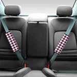 Burgundy And White Check Pattern Print Car Seat Belt Covers