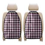 Burgundy And White Check Pattern Print Car Seat Organizers
