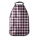 Burgundy And White Check Pattern Print Car Seat Organizers