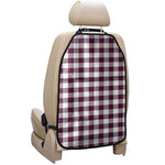 Burgundy And White Check Pattern Print Car Seat Organizers
