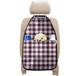 Burgundy And White Check Pattern Print Car Seat Organizers