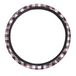 Burgundy And White Check Pattern Print Car Steering Wheel Cover