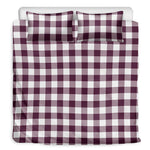 Burgundy And White Check Pattern Print Duvet Cover Bedding Set