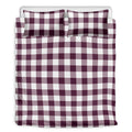 Burgundy And White Check Pattern Print Duvet Cover Bedding Set