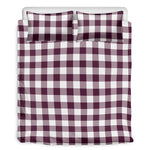 Burgundy And White Check Pattern Print Duvet Cover Bedding Set