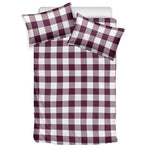 Burgundy And White Check Pattern Print Duvet Cover Bedding Set