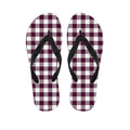Burgundy And White Check Pattern Print Flip Flops