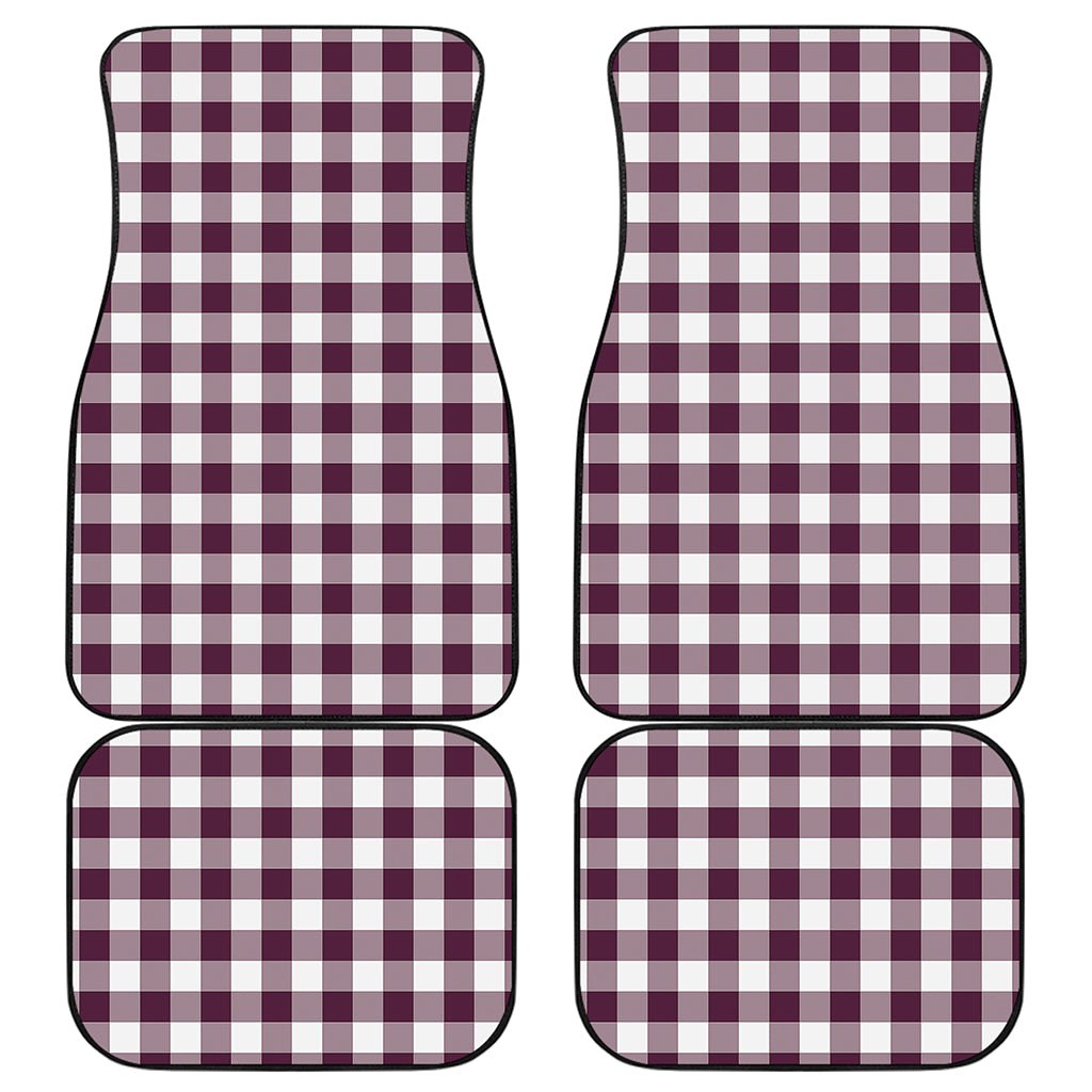 Burgundy And White Check Pattern Print Front and Back Car Floor Mats