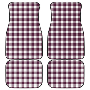 Burgundy And White Check Pattern Print Front and Back Car Floor Mats