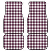 Burgundy And White Check Pattern Print Front and Back Car Floor Mats