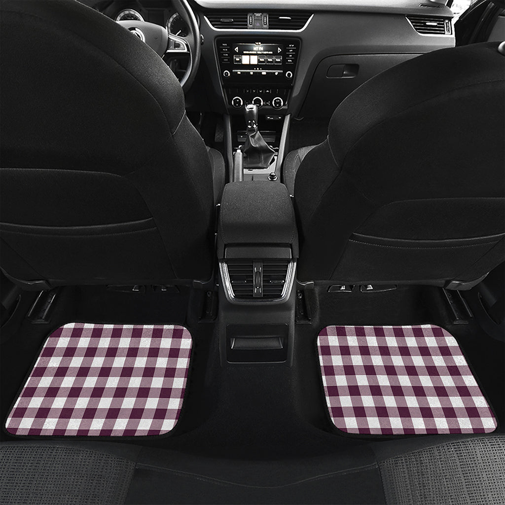 Burgundy And White Check Pattern Print Front and Back Car Floor Mats