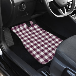 Burgundy And White Check Pattern Print Front and Back Car Floor Mats