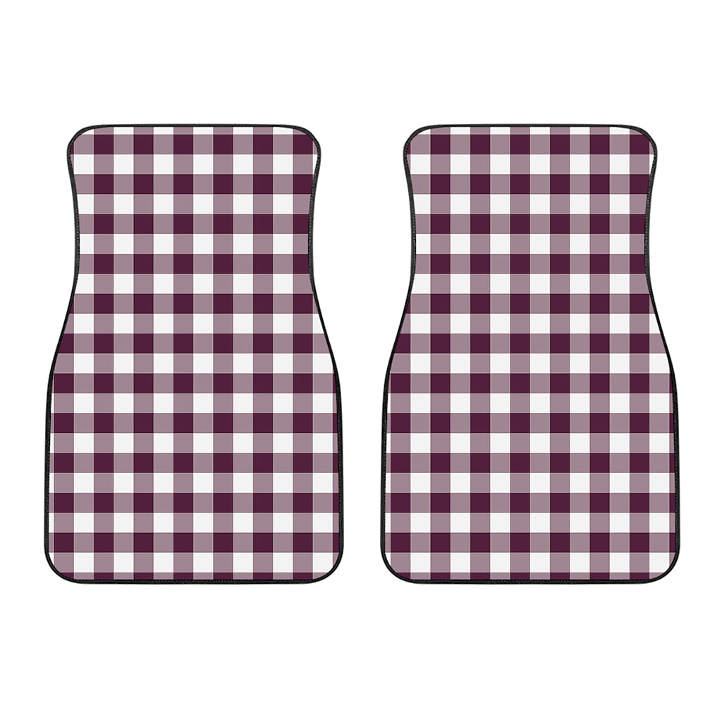 Burgundy And White Check Pattern Print Front Car Floor Mats