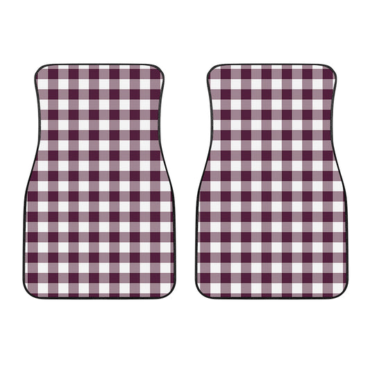 Burgundy And White Check Pattern Print Front Car Floor Mats