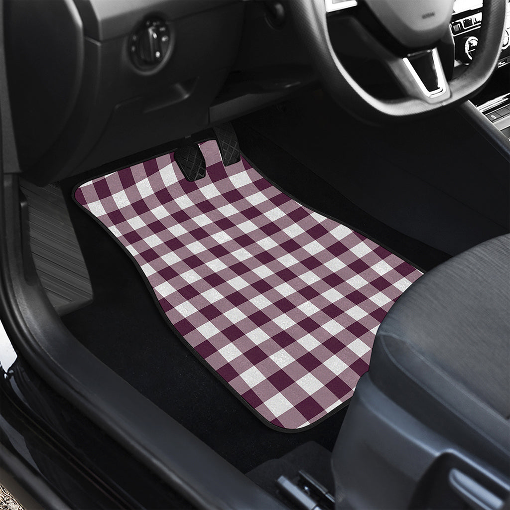 Burgundy And White Check Pattern Print Front Car Floor Mats