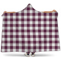 Burgundy And White Check Pattern Print Hooded Blanket