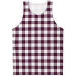 Burgundy And White Check Pattern Print Men's Tank Top