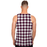 Burgundy And White Check Pattern Print Men's Tank Top