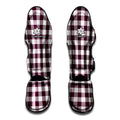 Burgundy And White Check Pattern Print Muay Thai Shin Guards