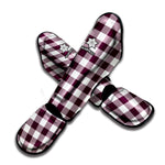 Burgundy And White Check Pattern Print Muay Thai Shin Guard