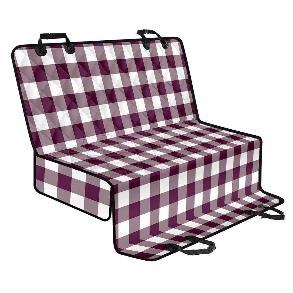 Burgundy And White Check Pattern Print Pet Car Back Seat Cover