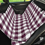 Burgundy And White Check Pattern Print Pet Car Back Seat Cover