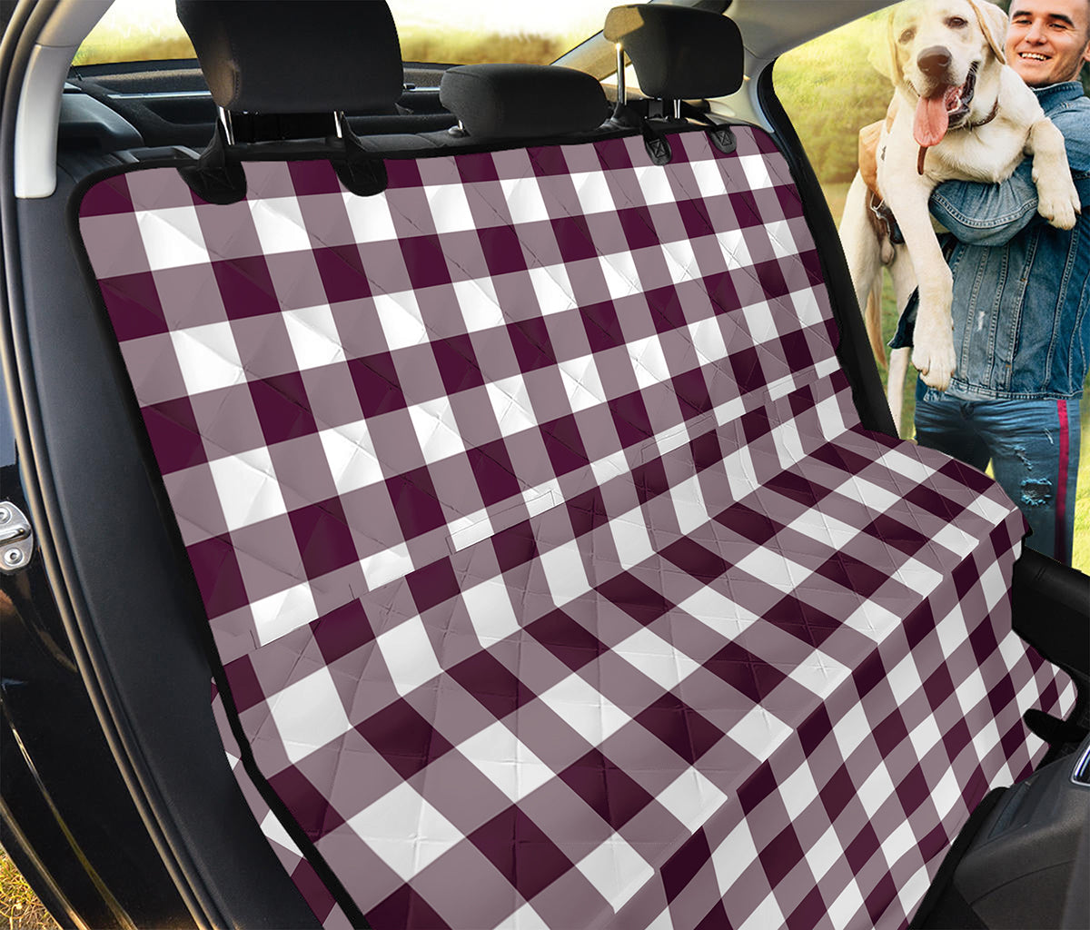 Burgundy And White Check Pattern Print Pet Car Back Seat Cover