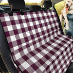 Burgundy And White Check Pattern Print Pet Car Back Seat Cover