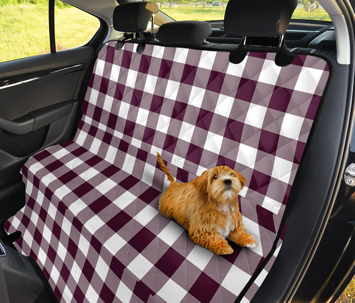 Burgundy And White Check Pattern Print Pet Car Back Seat Cover