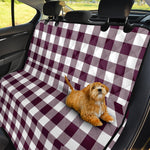 Burgundy And White Check Pattern Print Pet Car Back Seat Cover