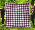 Burgundy And White Check Pattern Print Quilt