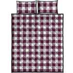 Burgundy And White Check Pattern Print Quilt Bed Set