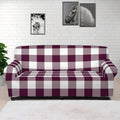 Burgundy And White Check Pattern Print Sofa Cover
