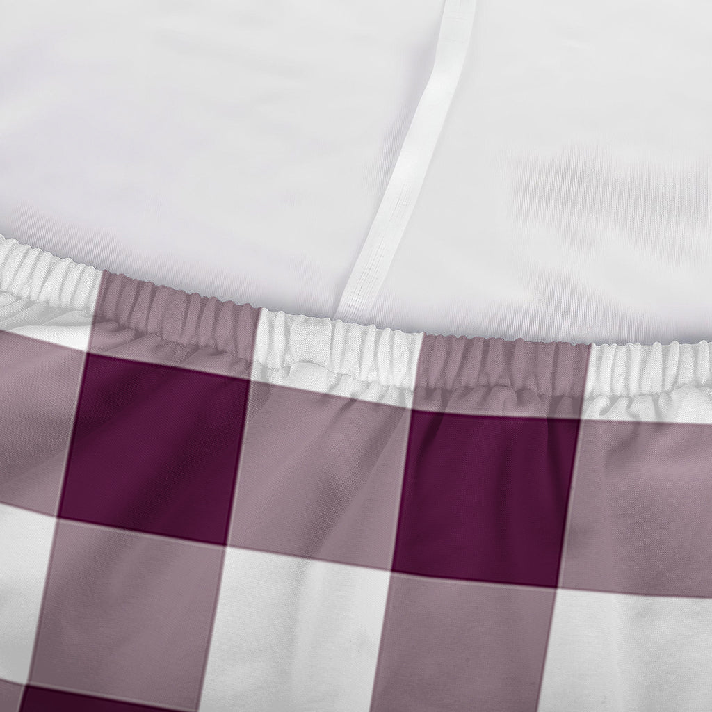 Burgundy And White Check Pattern Print Sofa Cover