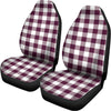 Burgundy And White Check Pattern Print Universal Fit Car Seat Covers