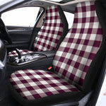 Burgundy And White Check Pattern Print Universal Fit Car Seat Covers