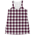 Burgundy And White Check Pattern Print Women's Racerback Tank Top