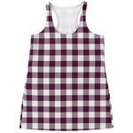 Burgundy And White Check Pattern Print Women's Racerback Tank Top