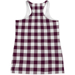 Burgundy And White Check Pattern Print Women's Racerback Tank Top