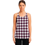 Burgundy And White Check Pattern Print Women's Racerback Tank Top