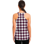 Burgundy And White Check Pattern Print Women's Racerback Tank Top