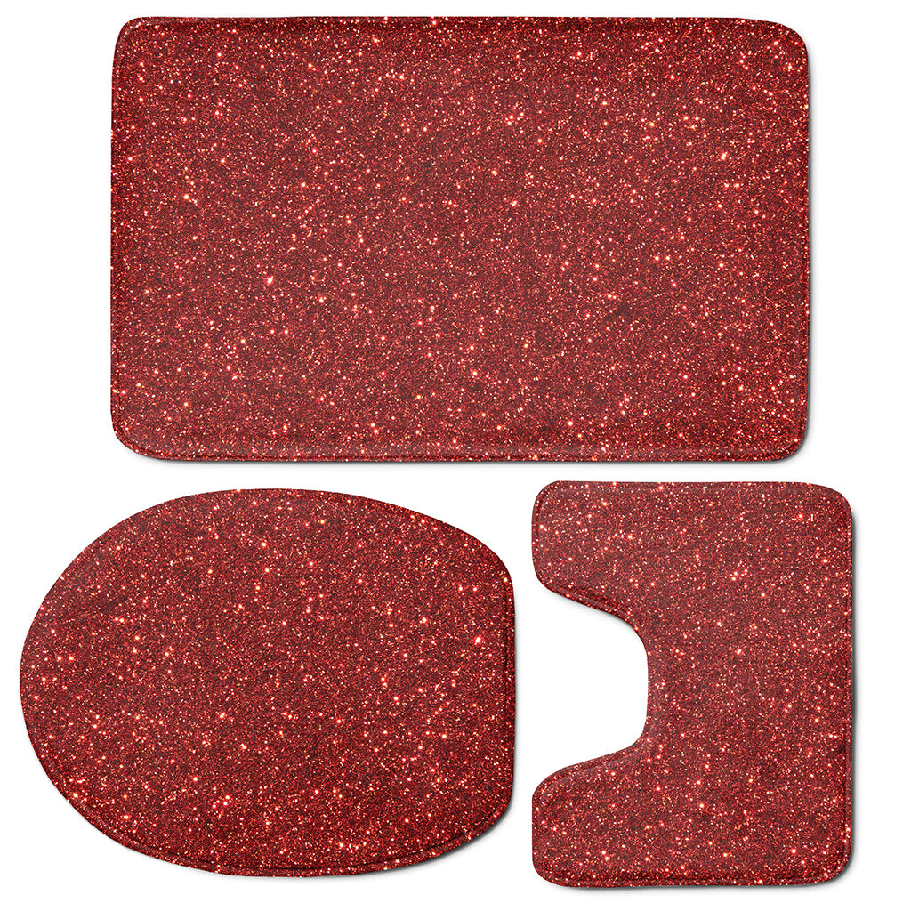 Burgundy Glitter Artwork Print (NOT Real Glitter) 3 Piece Bath Mat Set